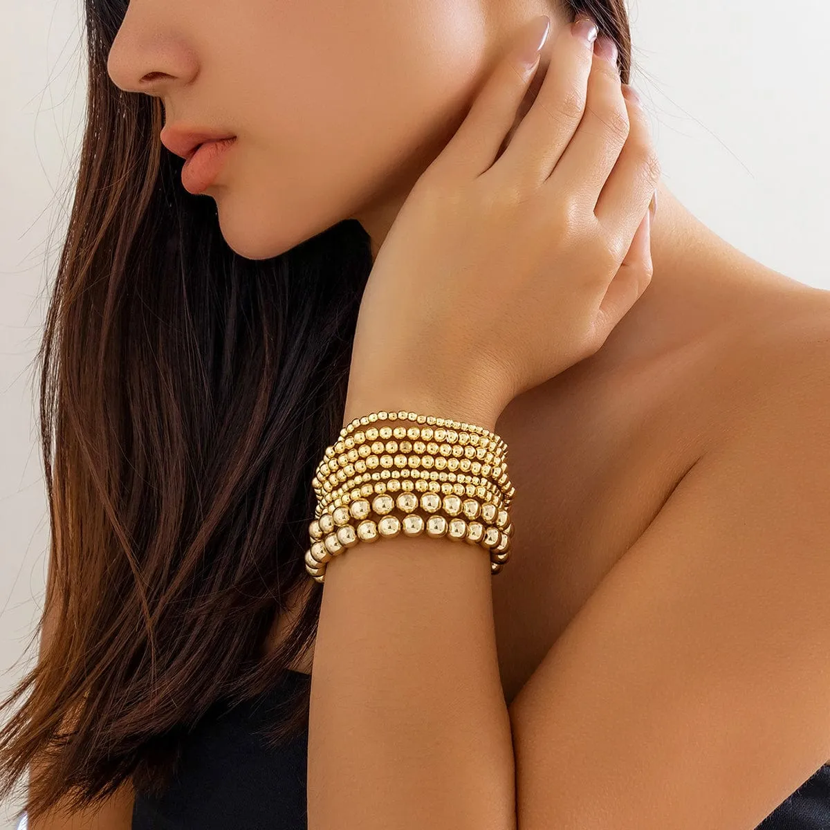 Newly 8pcs Gold Silver Plated Ball Chain Bracelet Set