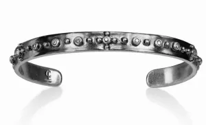 No. 5 Slim Cuff in Sterling Silver with 14 Karat Gold Beading