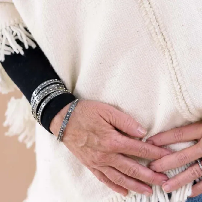 No. 5 Slim Cuff in Sterling Silver with 14 Karat Gold Beading
