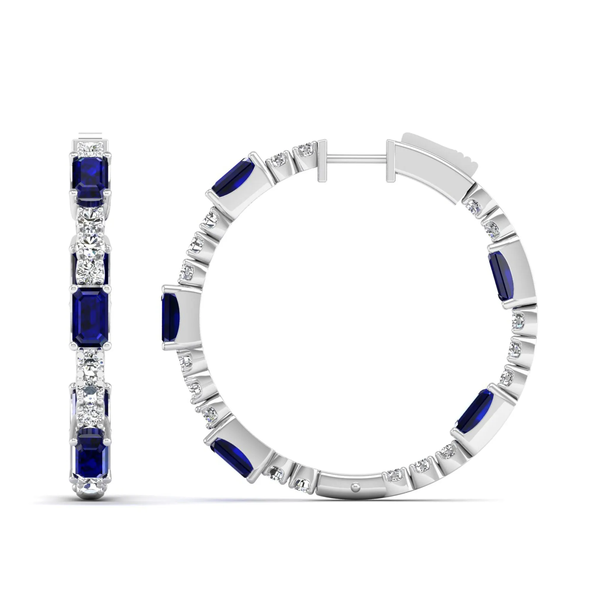 Olivia Sapphire and Diamond Inside-Out Hoops