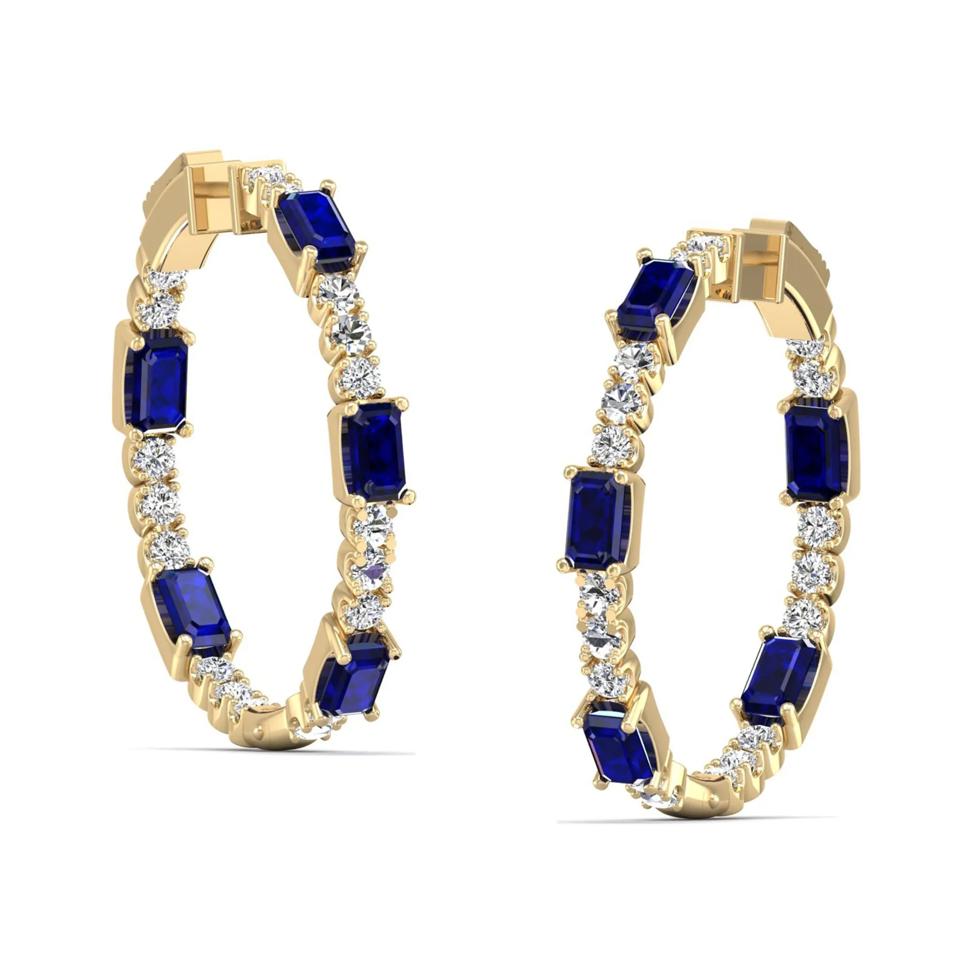 Olivia Sapphire and Diamond Inside-Out Hoops