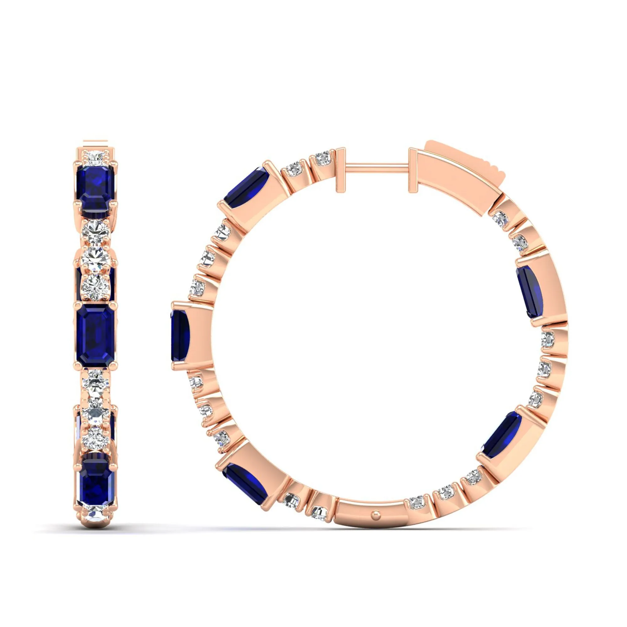 Olivia Sapphire and Diamond Inside-Out Hoops