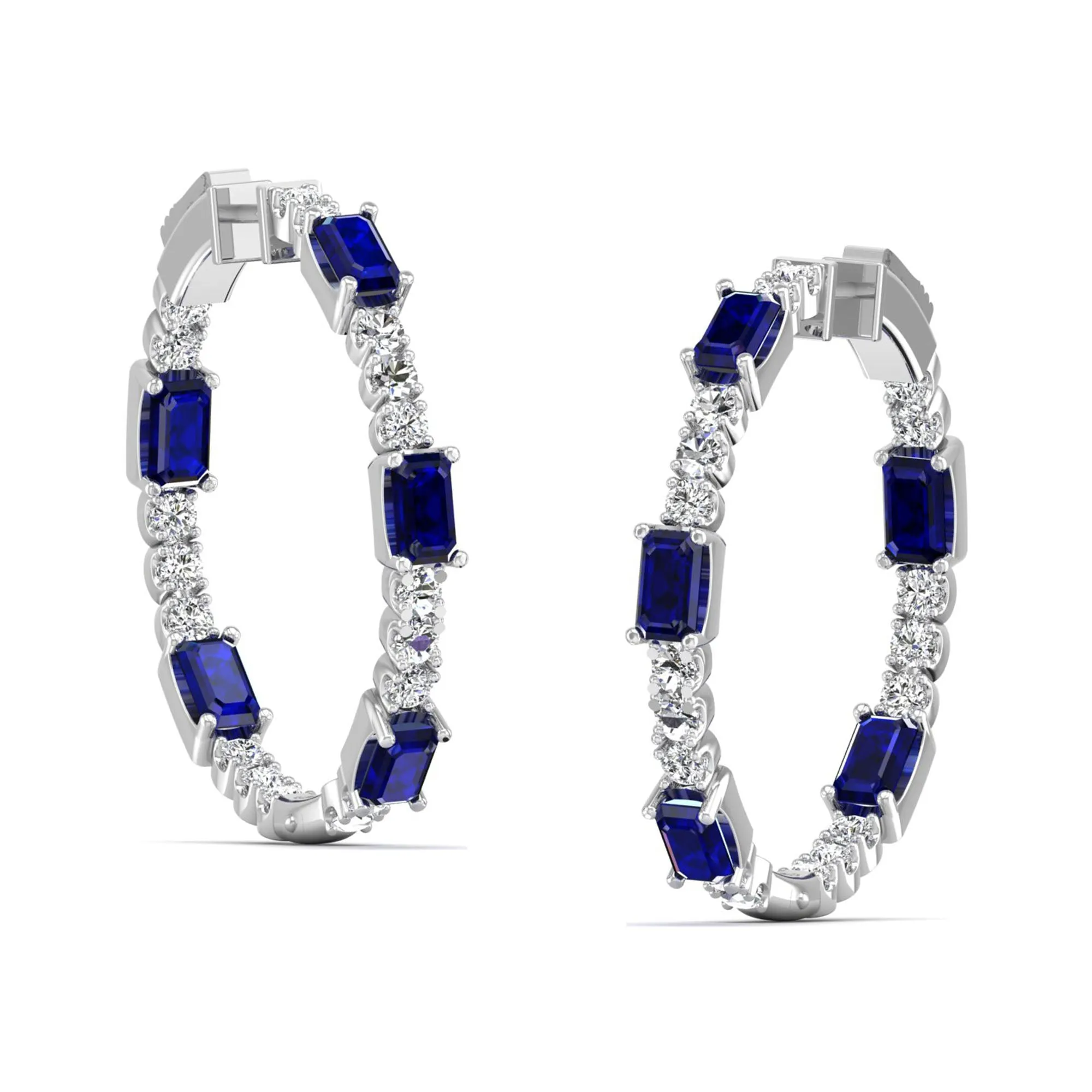 Olivia Sapphire and Diamond Inside-Out Hoops
