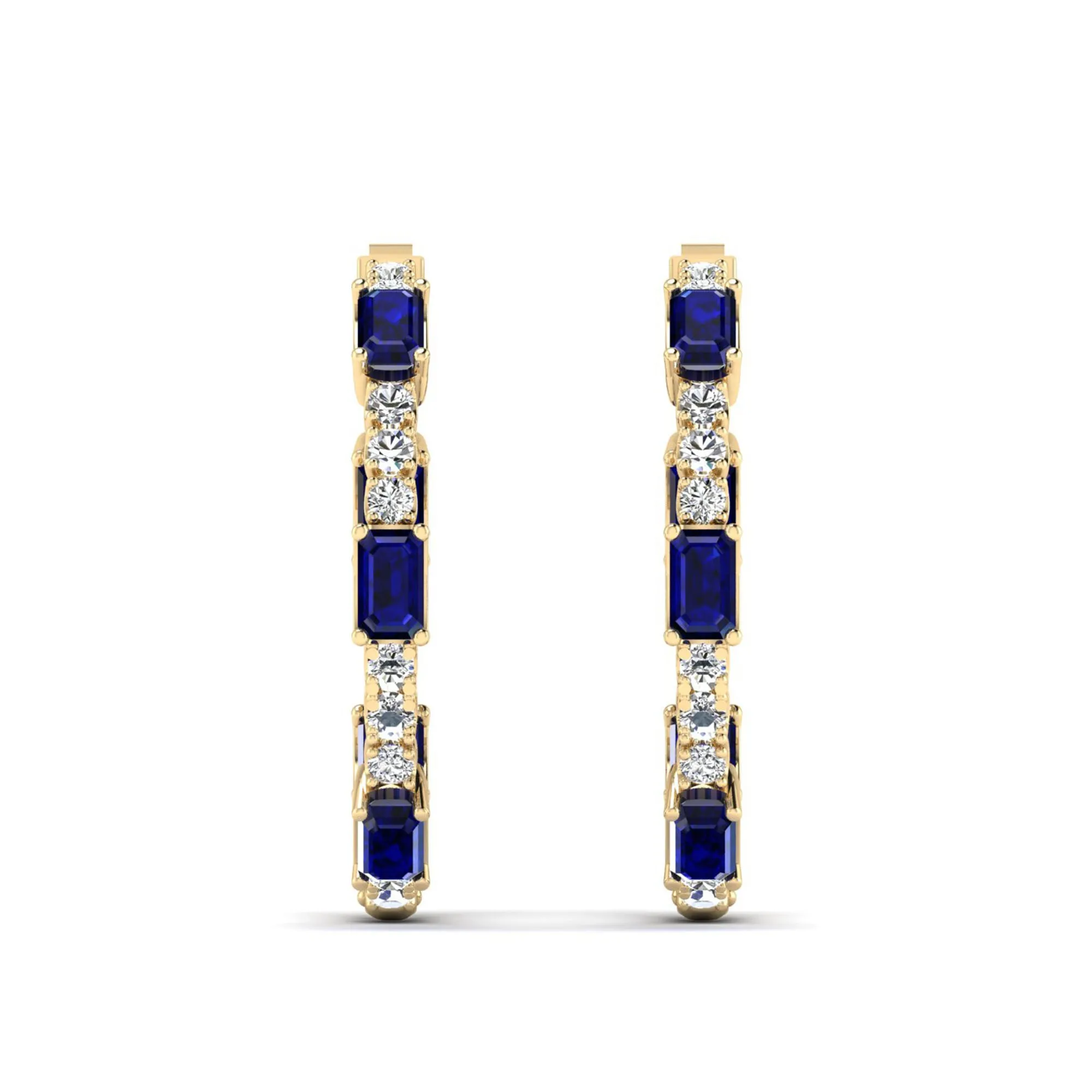 Olivia Sapphire and Diamond Inside-Out Hoops