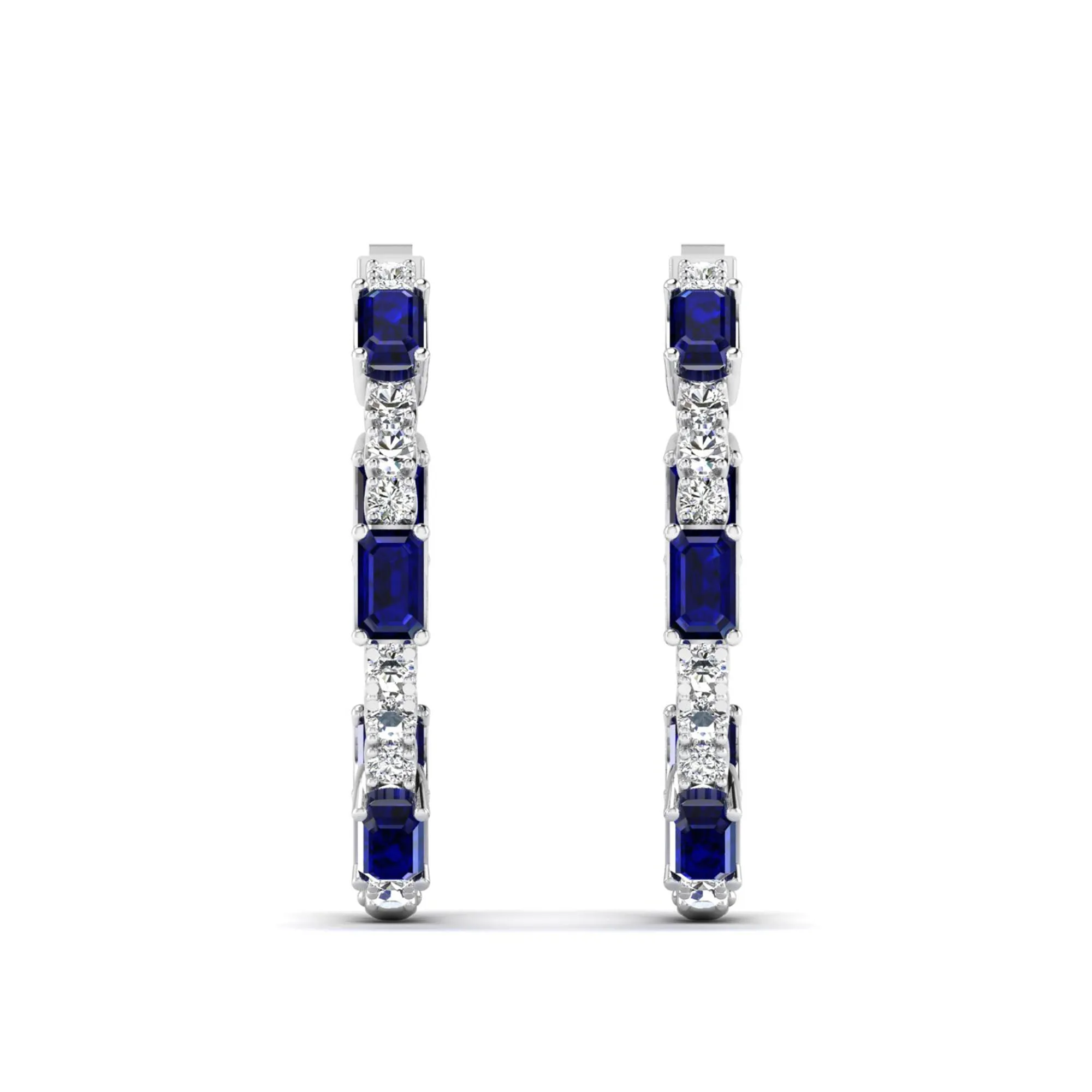 Olivia Sapphire and Diamond Inside-Out Hoops