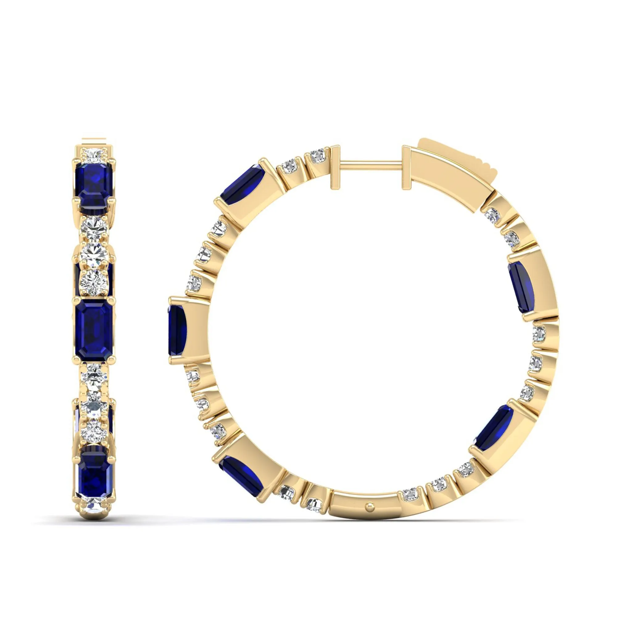 Olivia Sapphire and Diamond Inside-Out Hoops