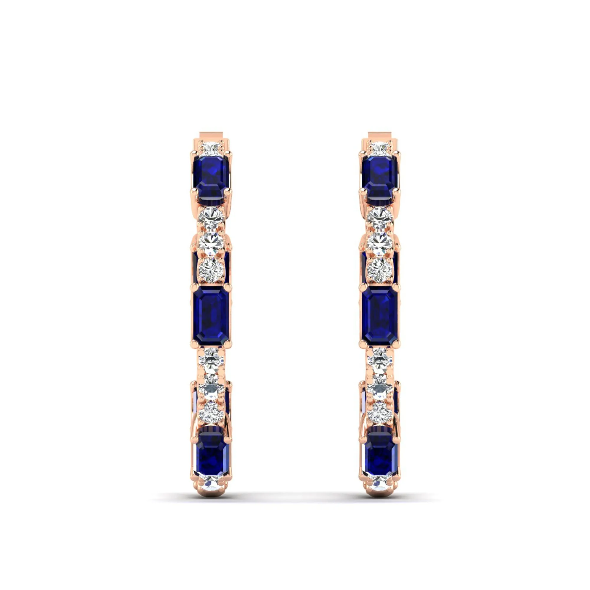 Olivia Sapphire and Diamond Inside-Out Hoops