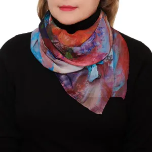 Orange Bouquet, 35-inch Square Italian Silk Scarf, Silk Georgette