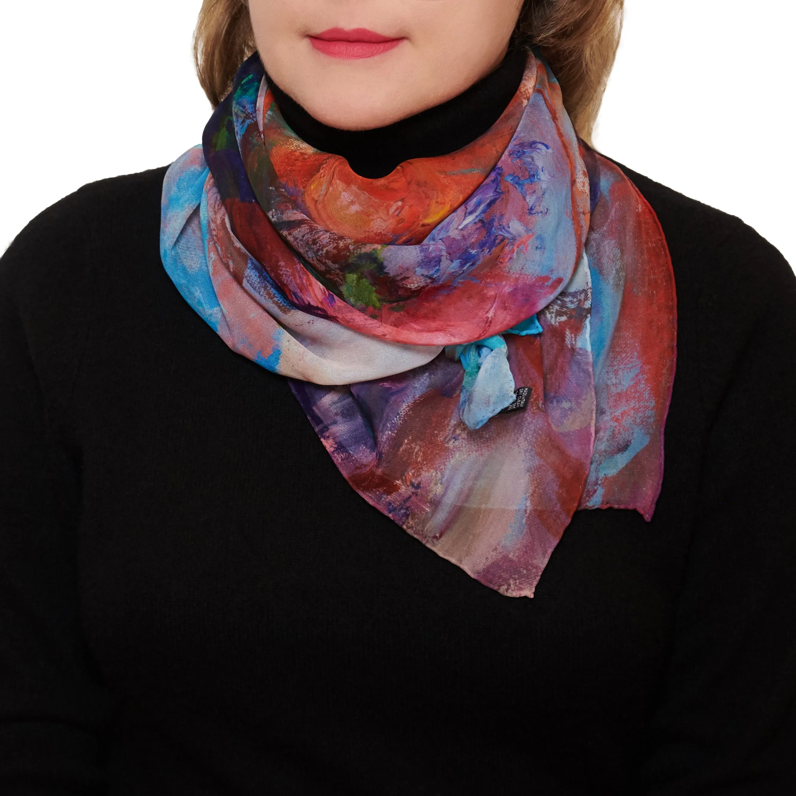 Orange Bouquet, 35-inch Square Italian Silk Scarf, Silk Georgette