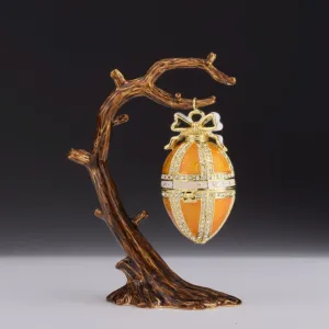 Orange Russian Egg Hanging of a Tree Branch