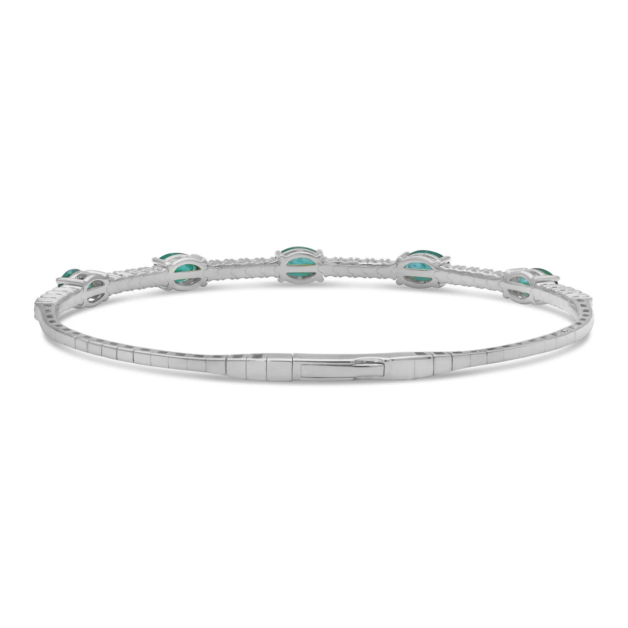 Oval Emerald and Diamond Flex Bangle