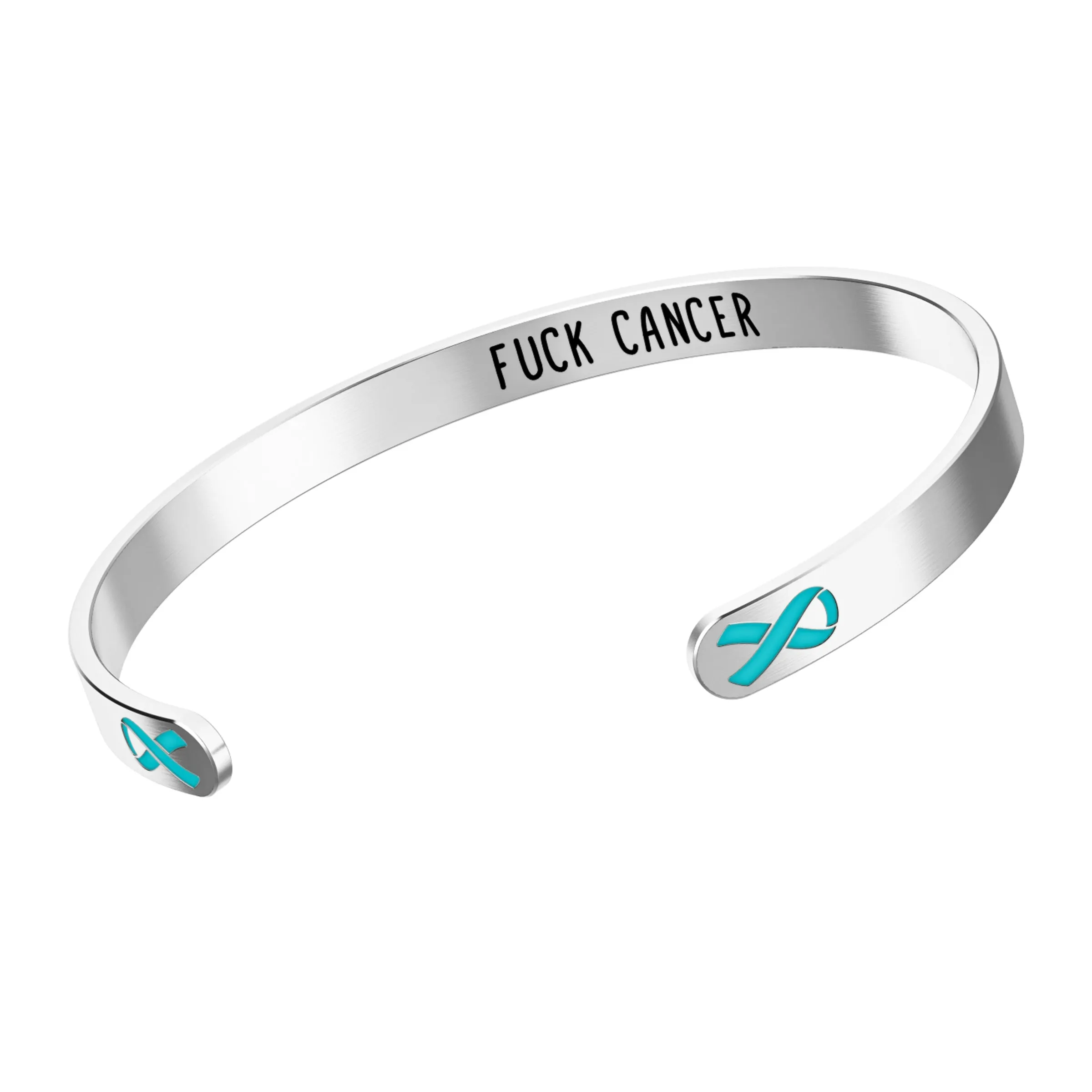 Ovarian Cancer Awareness Bracelet - Teal Ribbon, “Funk Cancer”