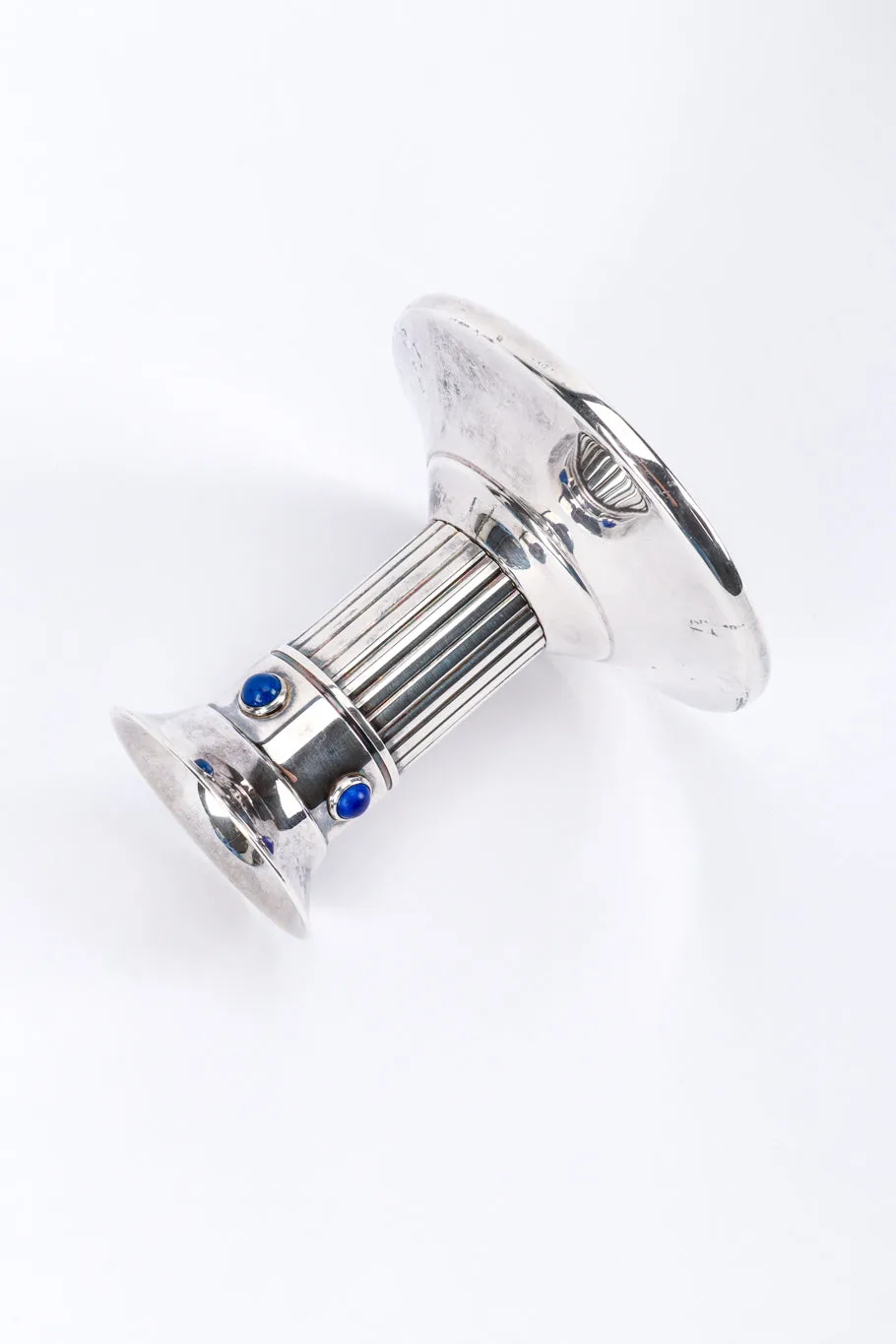 Pair of Silver Plated Lapis Candle Holders