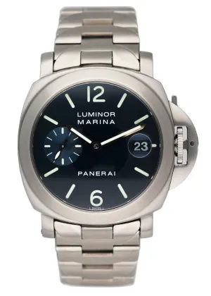 Panerai Luminor Marina PAM120 Blue Dial Mens Watch Box Papers
