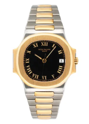 Patek Philippe Nautilus 3800 Black Roman Dial Two Tone Mens Watch