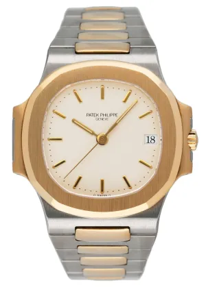 Patek Philippe Nautilus 3800 Ivory Dial Two Tone Mens Watch