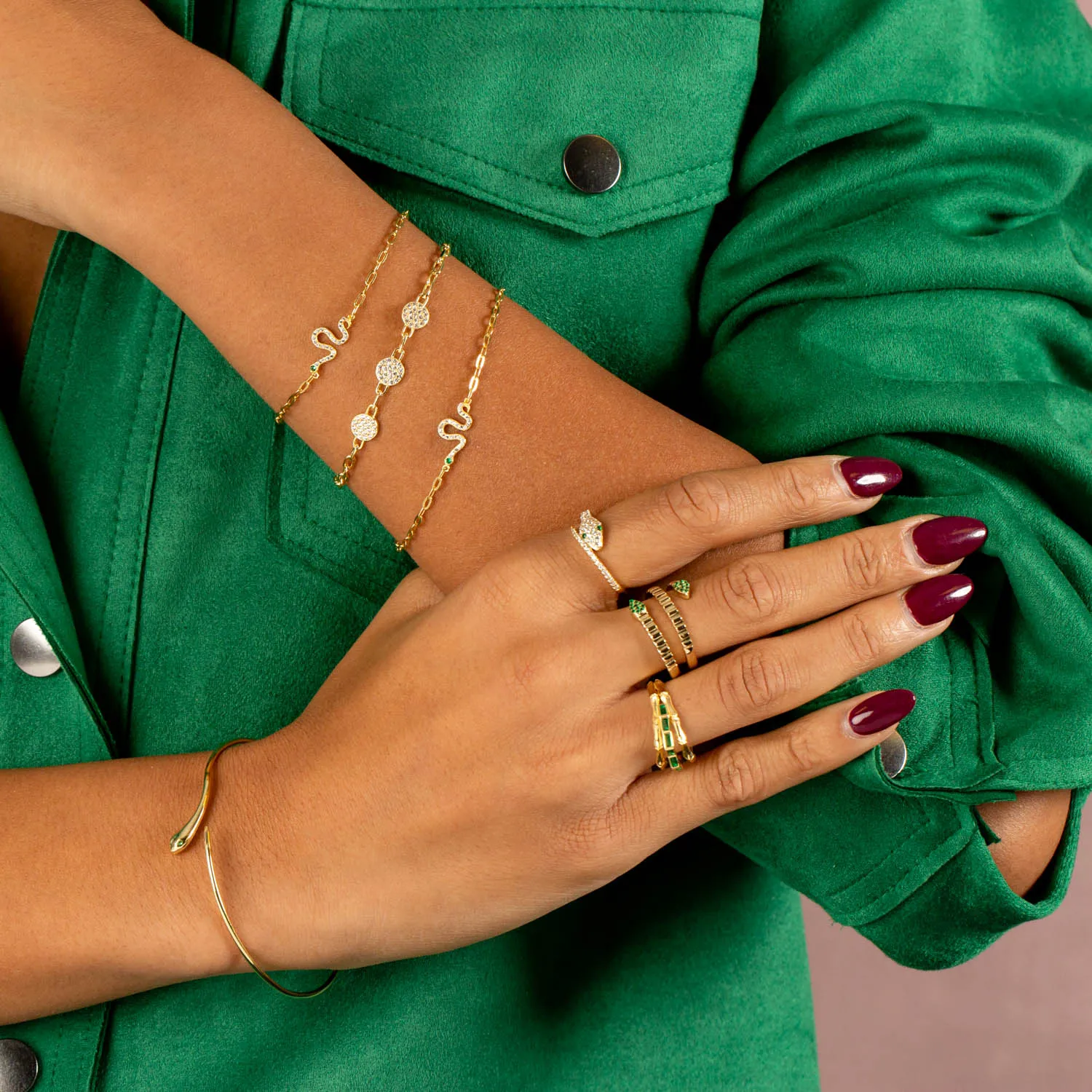 Pavé Snake Link Bracelet