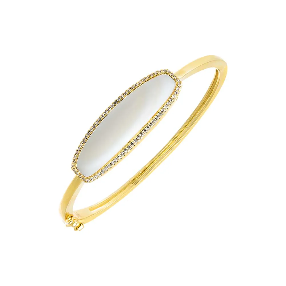 Pave Outlined Stone Bangle Bracelet