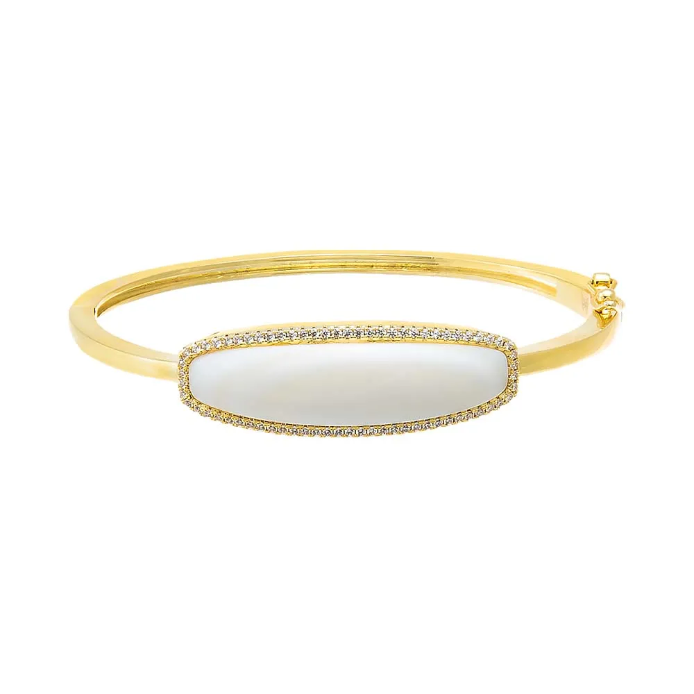 Pave Outlined Stone Bangle Bracelet