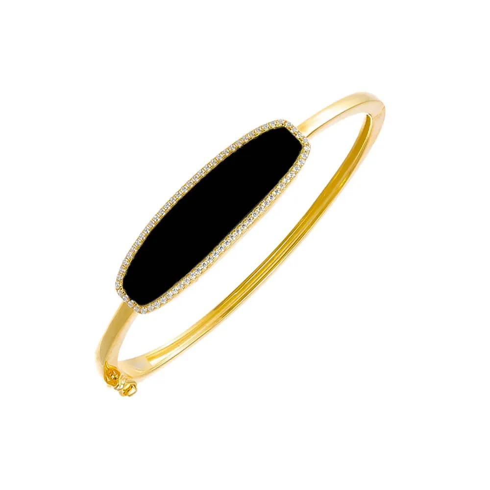 Pave Outlined Stone Bangle Bracelet