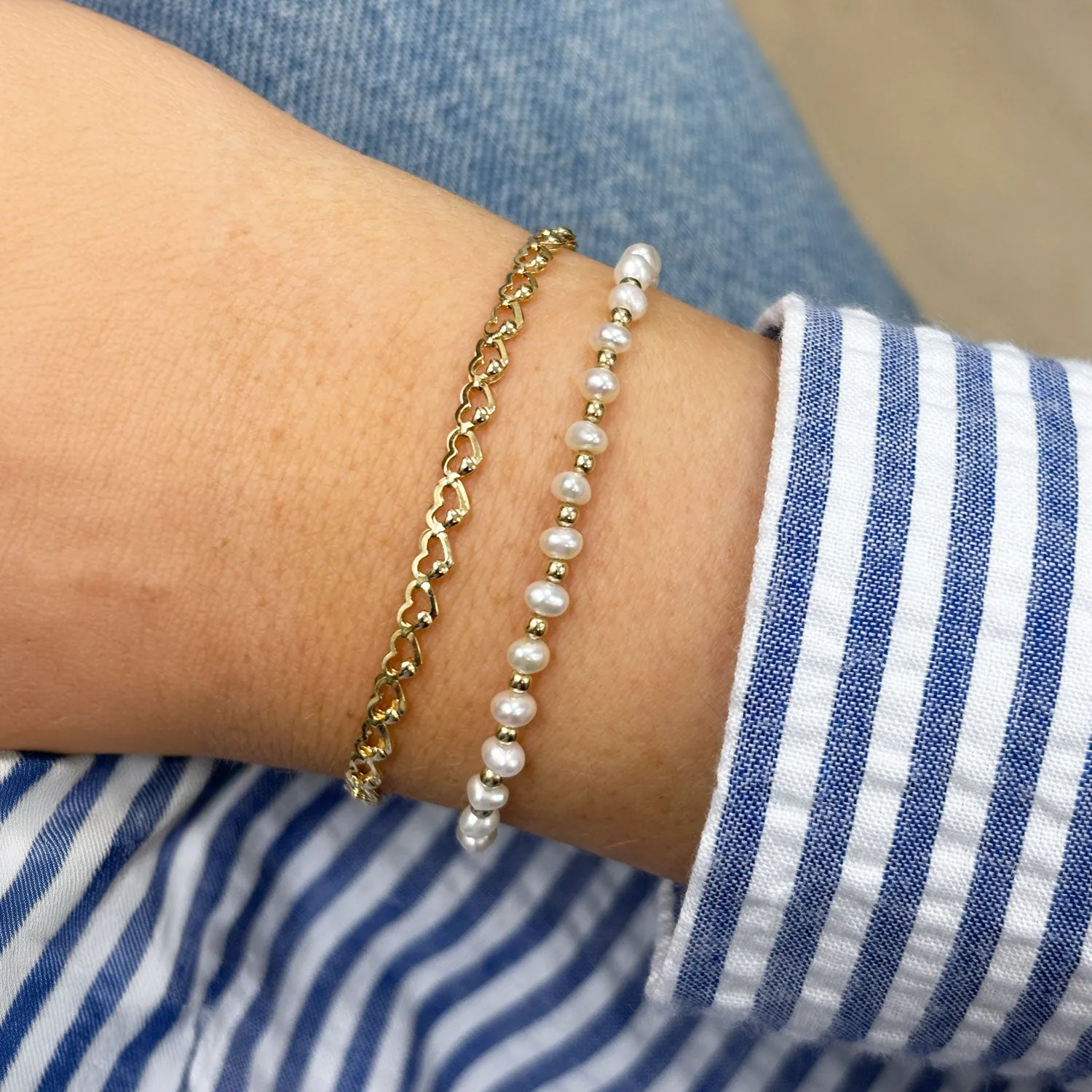 Pearl and Gold Bead Bracelet
