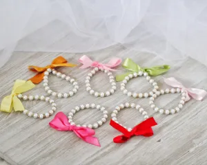 Pearls Bracelet with Satin Bow