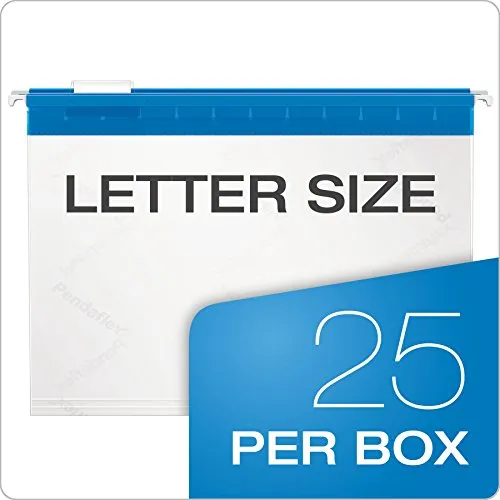 Pendaflex 55708 Poly Hanging File Folders, 1/5 Tab, Letter, Assorted Colors (Box of 25)