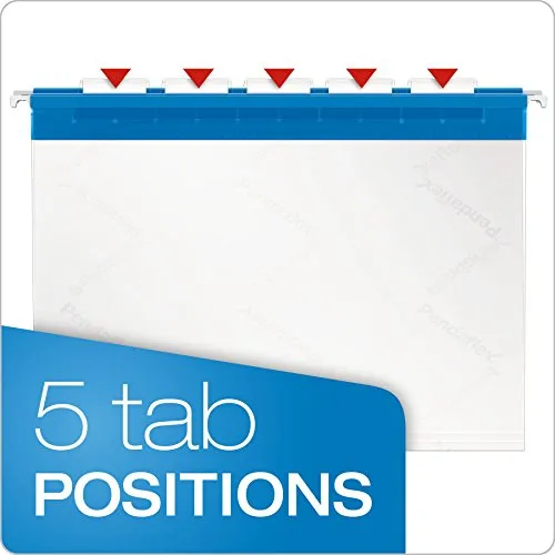 Pendaflex 55708 Poly Hanging File Folders, 1/5 Tab, Letter, Assorted Colors (Box of 25)