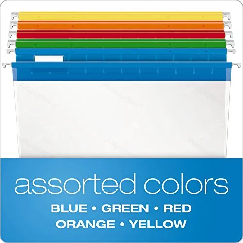 Pendaflex 55708 Poly Hanging File Folders, 1/5 Tab, Letter, Assorted Colors (Box of 25)