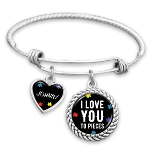 Personalized I Love You To Pieces Autism Awareness Charm Bracelet