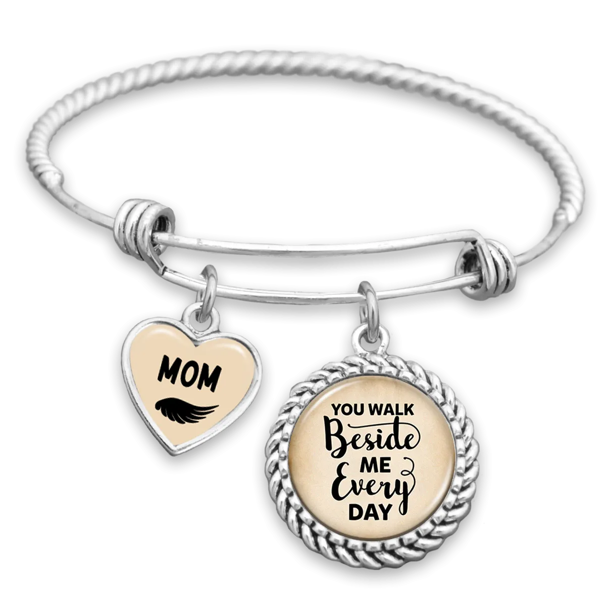Personalized Walk Beside Me Charm Bracelet