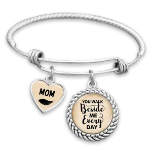 Personalized Walk Beside Me Charm Bracelet