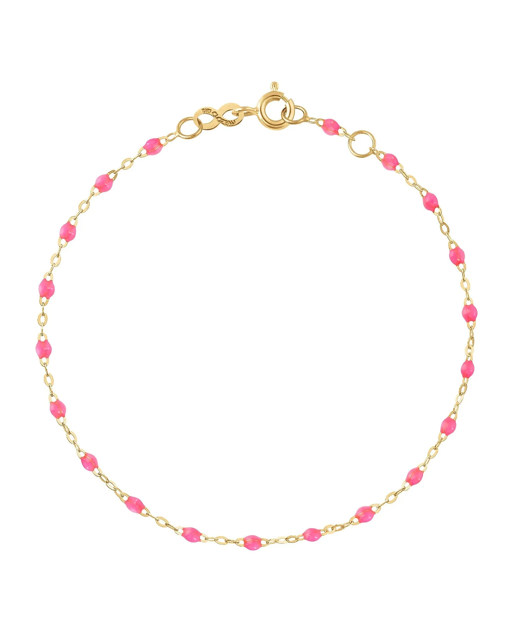 pink bead bracelet - yellow gold