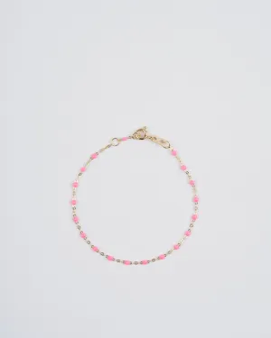 pink bead bracelet - yellow gold
