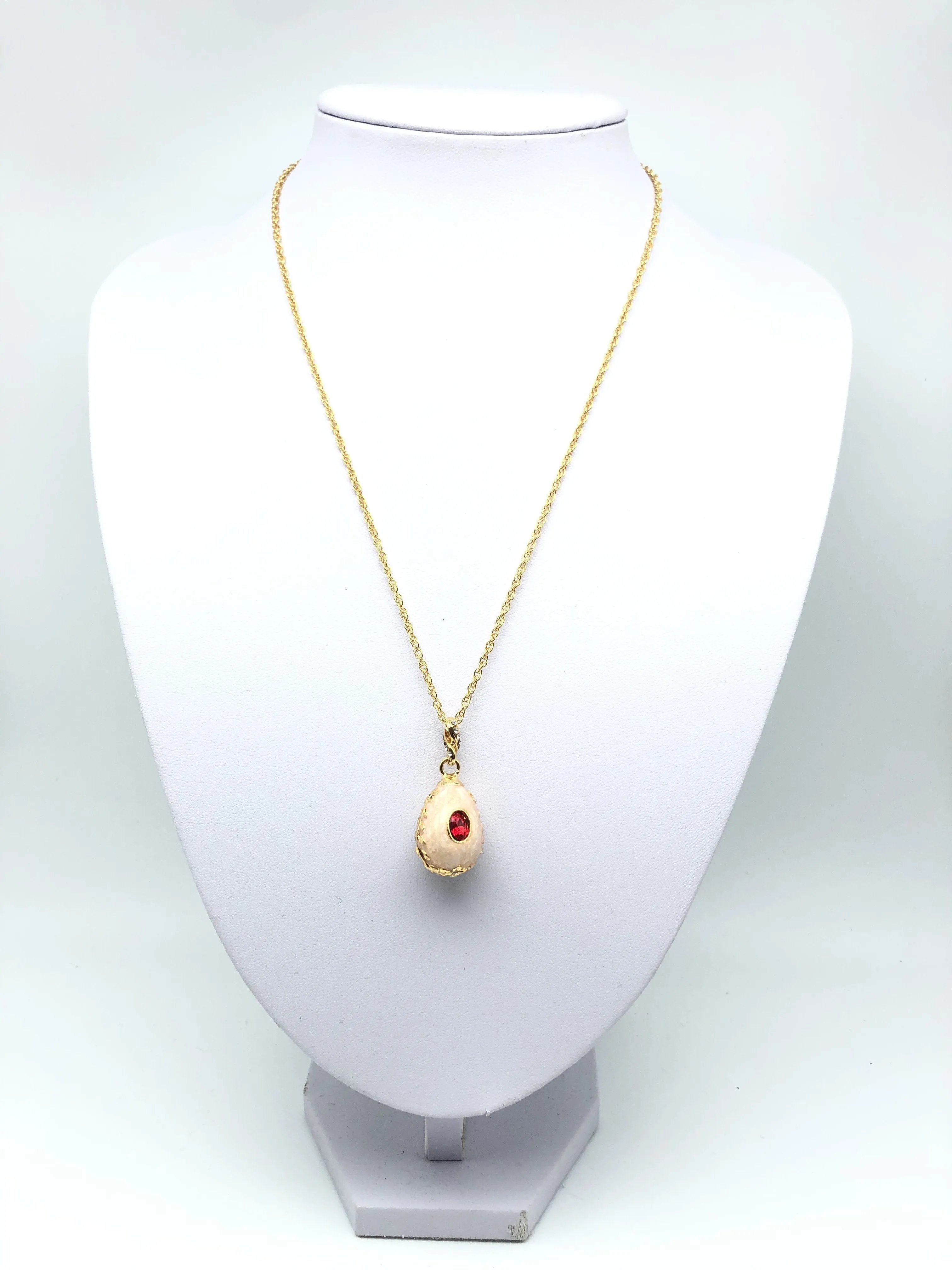 Pink Egg Pendant Gold Necklace