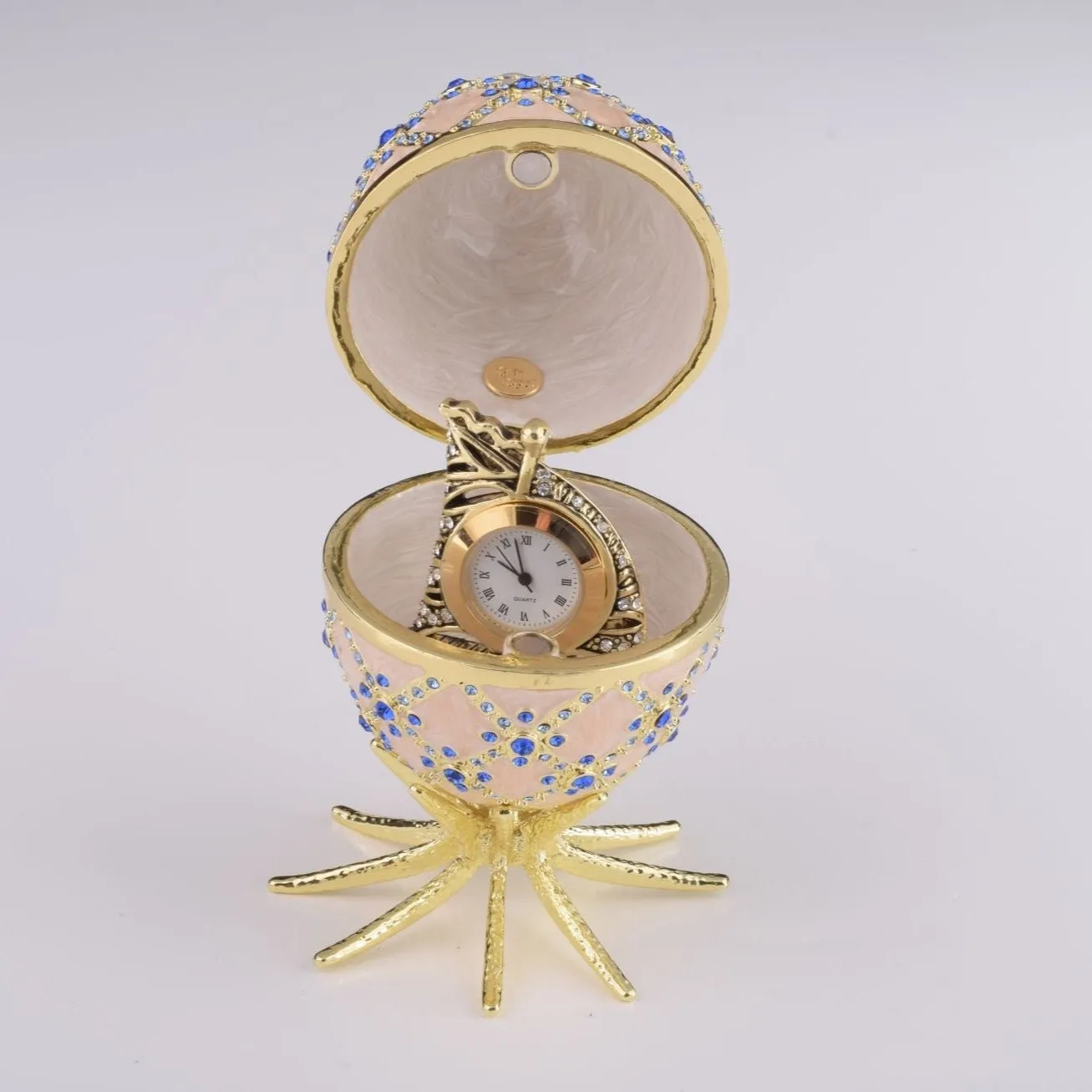 Pink Faberge Egg with Clock Inside