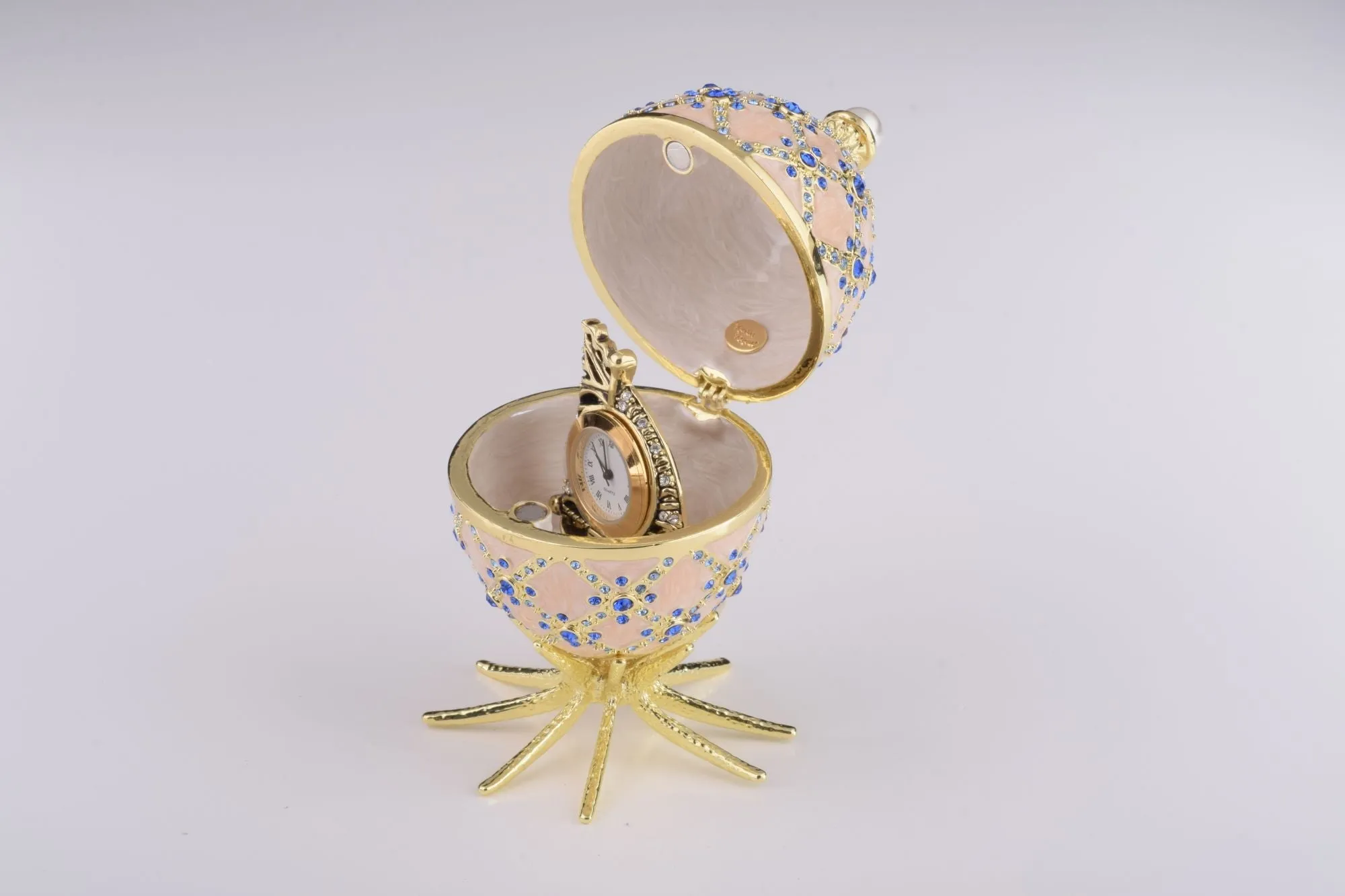 Pink Faberge Egg with Clock Inside