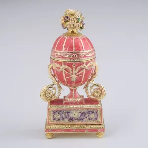 Pink Faberge Egg with Flowers Bouquet on Top