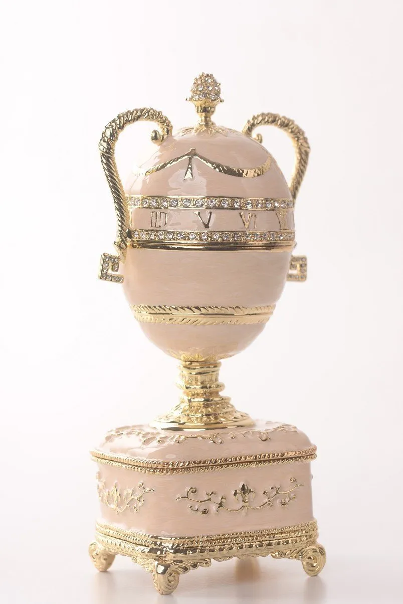 Pink Faberge Egg with Gold Handles