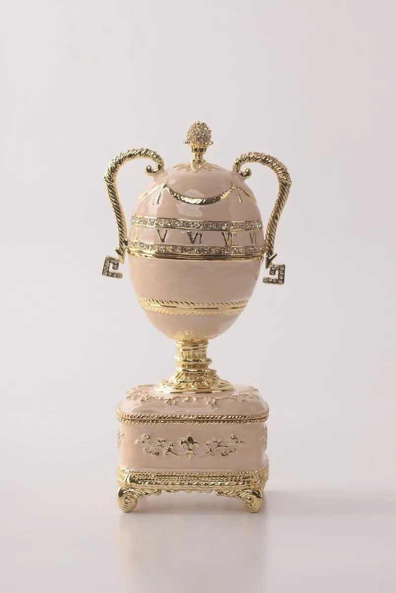 Pink Faberge Egg with Gold Handles