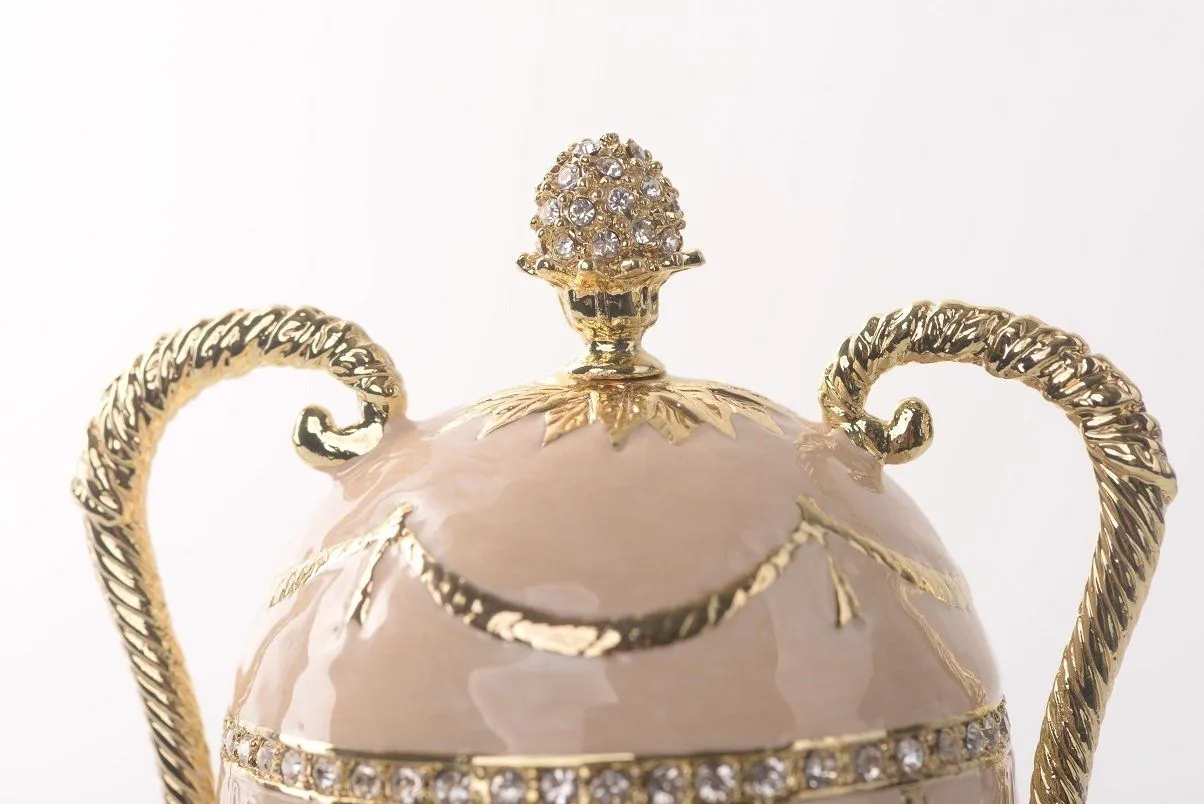 Pink Faberge Egg with Gold Handles