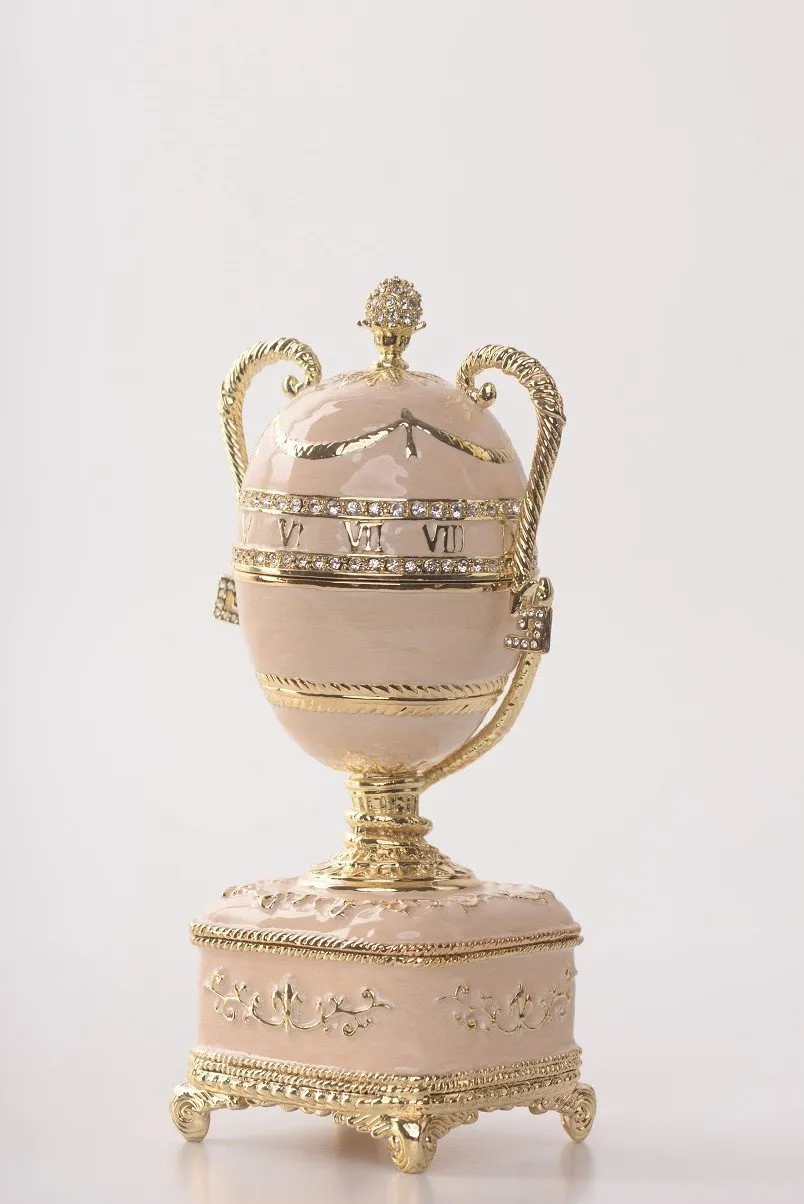 Pink Faberge Egg with Gold Handles