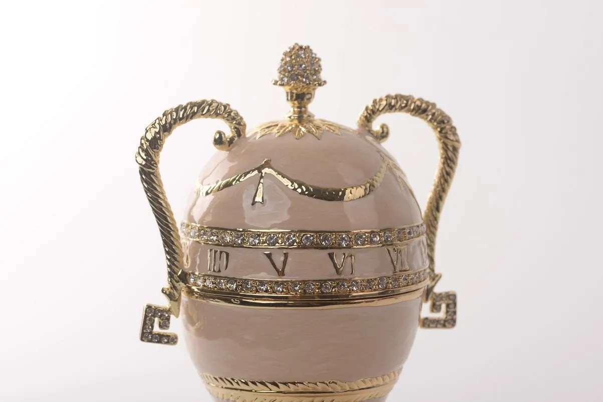 Pink Faberge Egg with Gold Handles