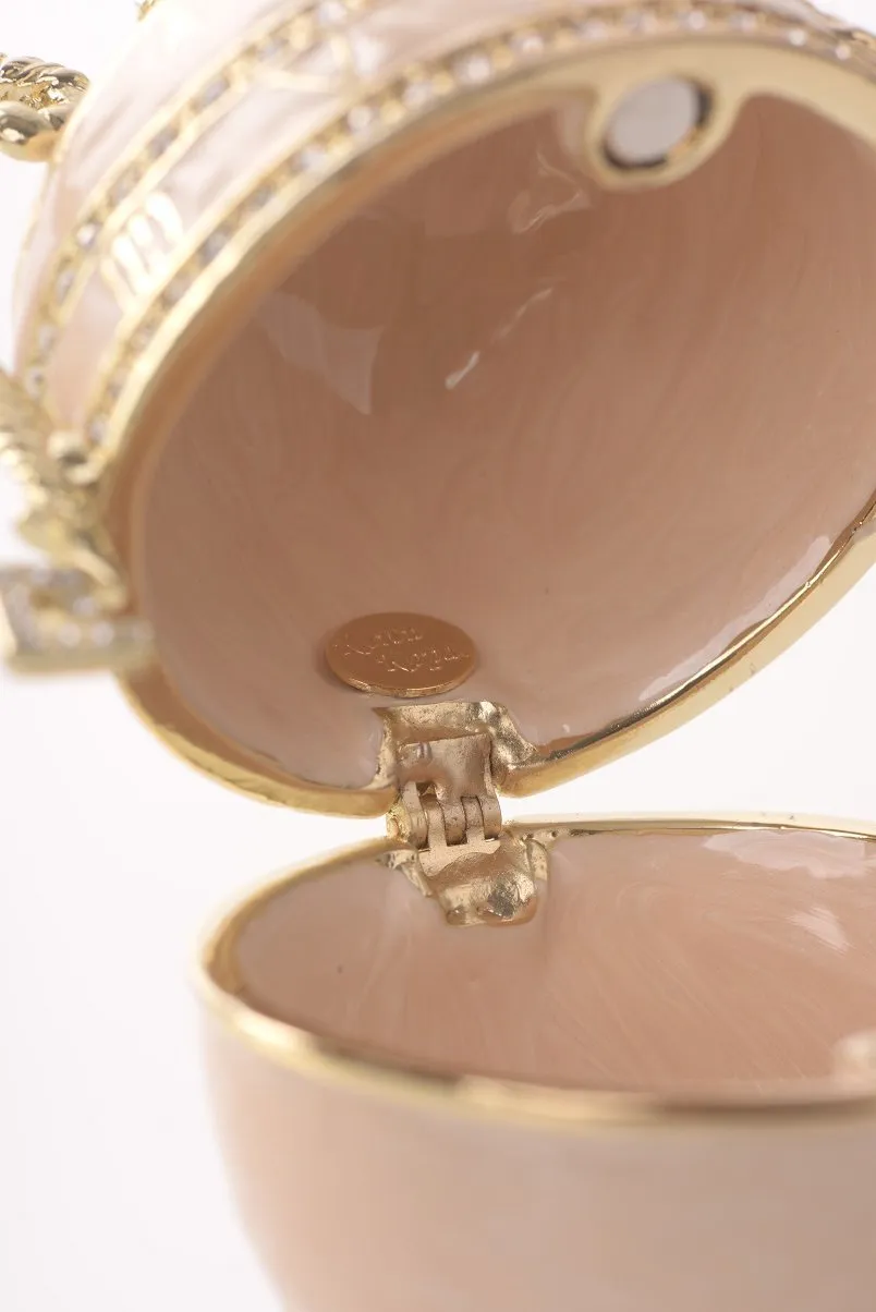Pink Faberge Egg with Gold Handles
