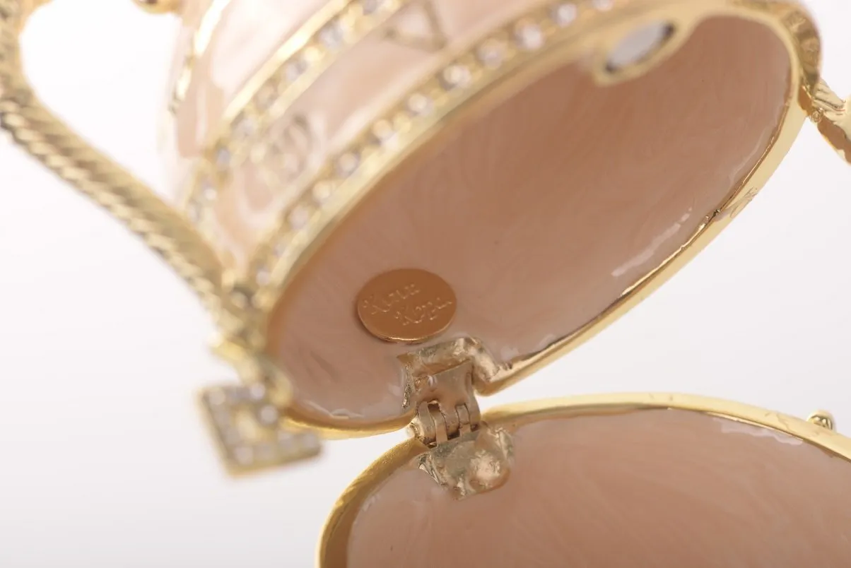Pink Faberge Egg with Gold Handles