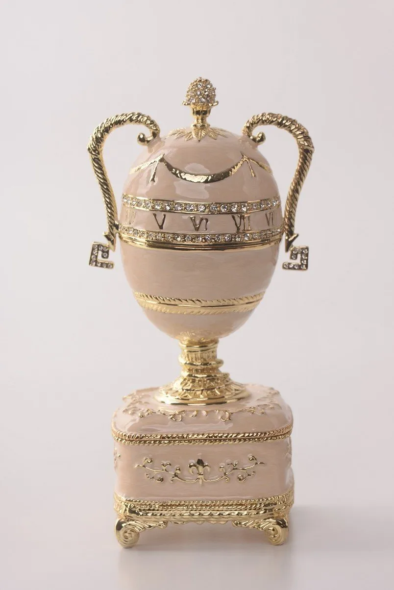 Pink Faberge Egg with Gold Handles