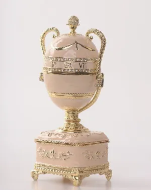 Pink Faberge Egg with Gold Handles