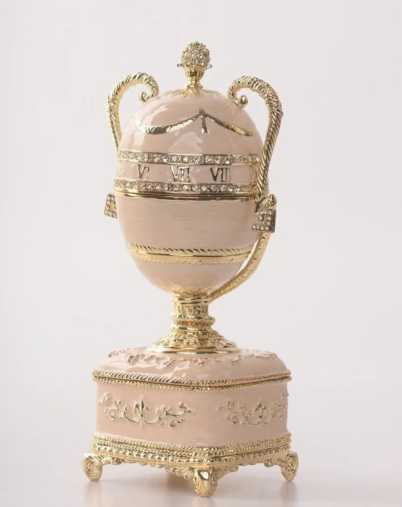 Pink Faberge Egg with Gold Handles