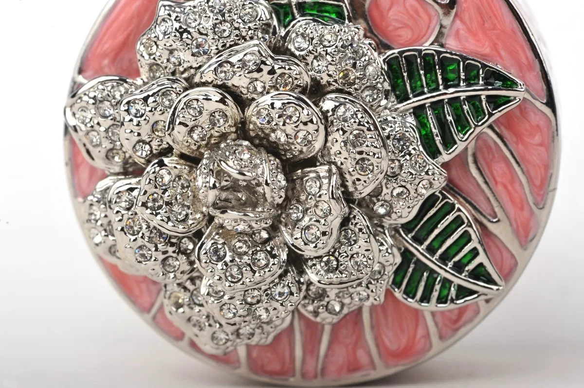 Pink Jewelry Box with Silver Flower