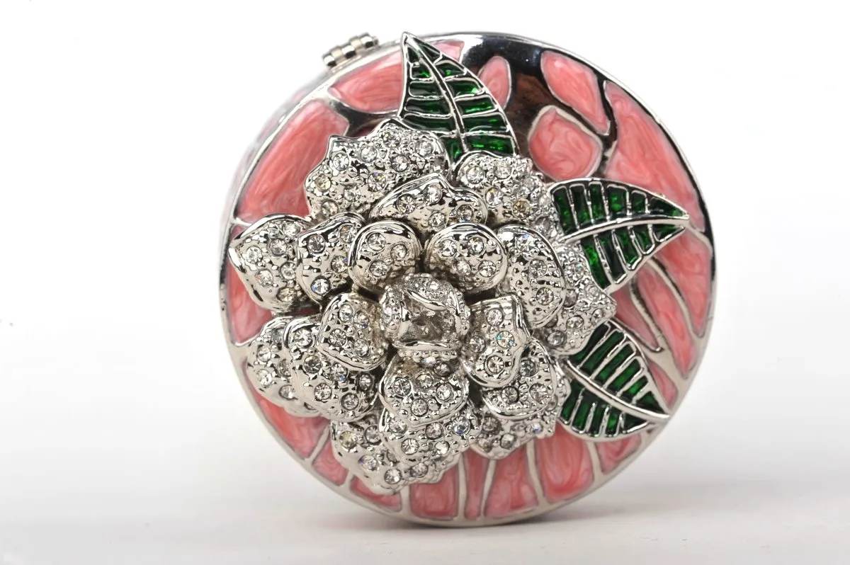 Pink Jewelry Box with Silver Flower